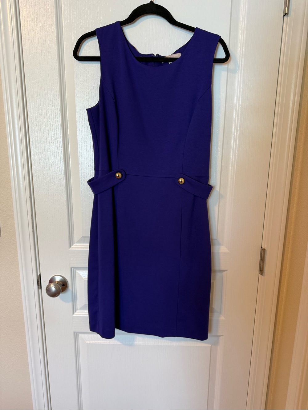 Banana Republic Sleeveless Purple Sheath Dress with Button Tabs
